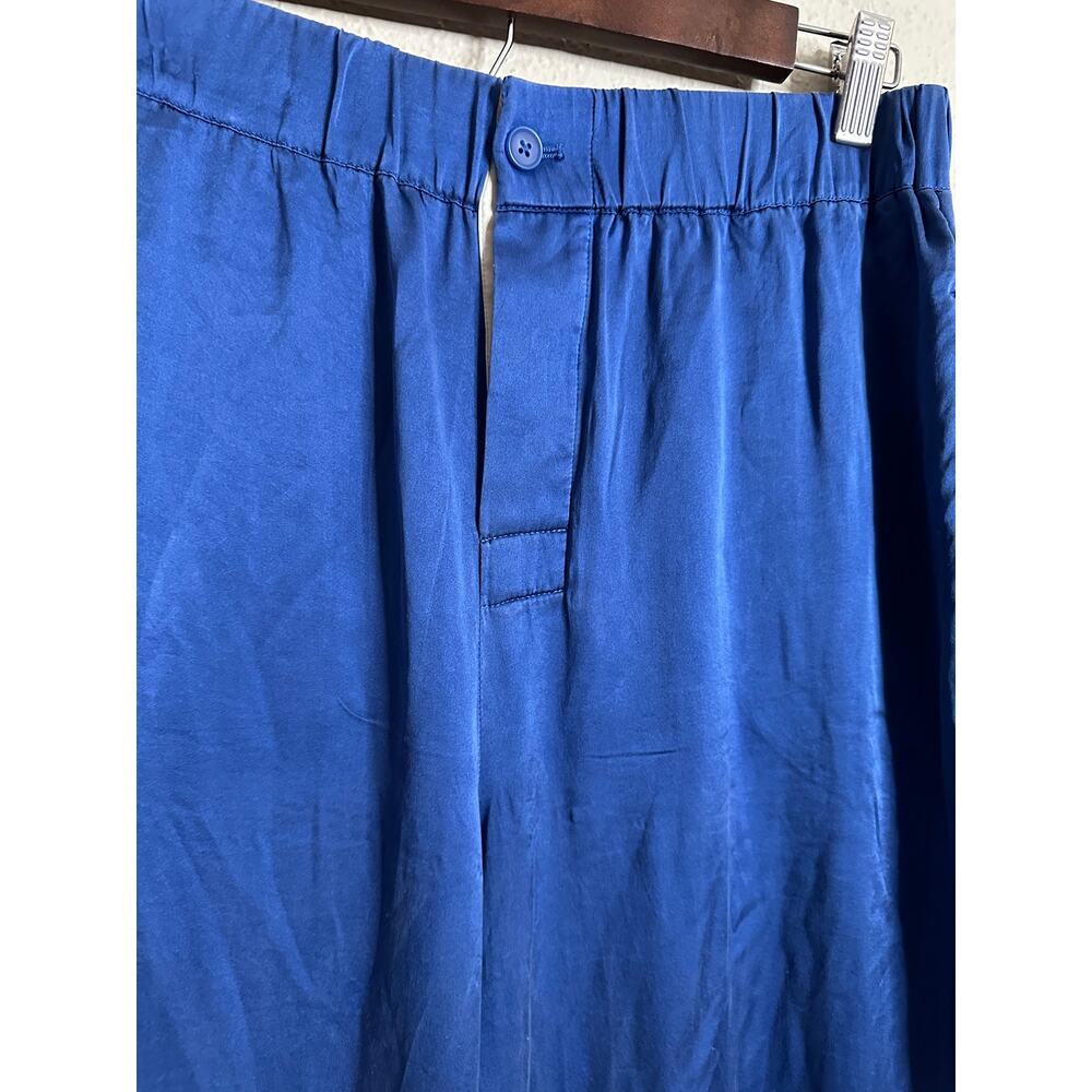 Naked Cashmere Florence Pajama Set 100% Silk Blue White Piping Womans M - Picture 8 of 12